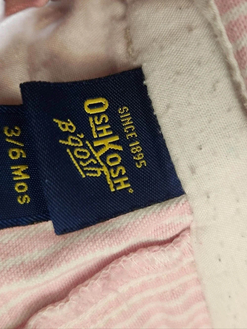 Oshkosh Vestbak Overalls Pink Stripe Railroad Girls 3-6 Months Denim Bib Baby